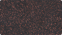 Farbmuster zum WARCO Farbton Leicht Rot Gesprenkelt für 2-farbige Oberflächen aus schwarzem SBR-Gummigranulat mit einer Beimischung von 10% rotem EPDM.