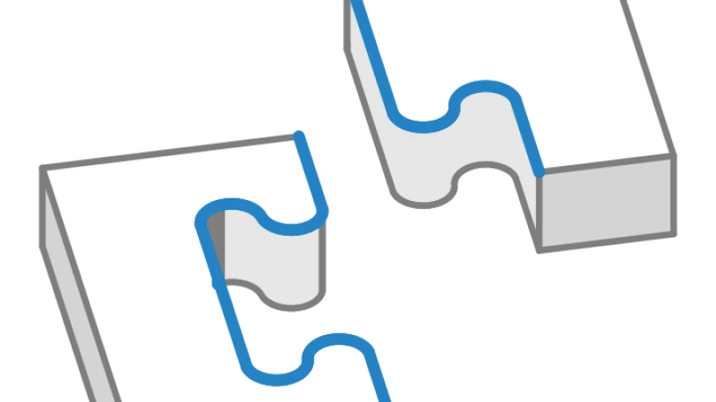 Uitgesneden puzzelverbinding zonder afschuining