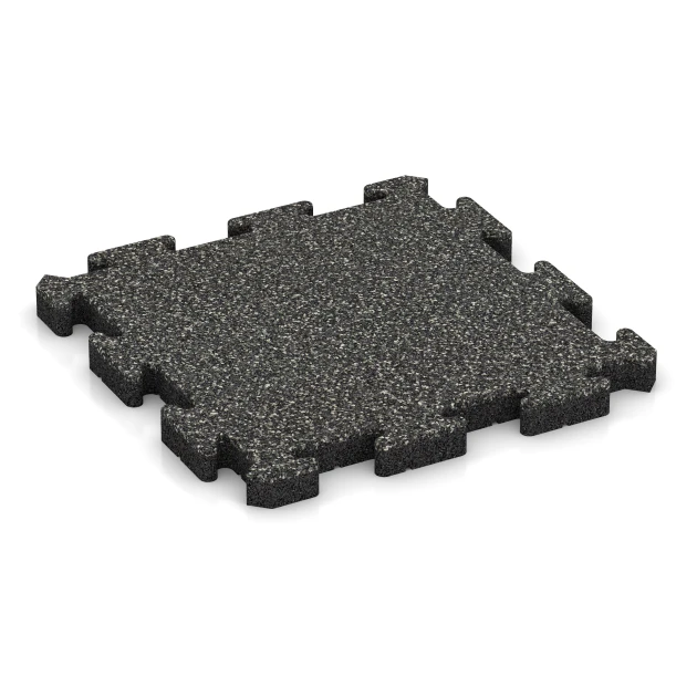 Rubber sportvloer von WARCO im Farbdesign Donkergrijs graniet mit den Abmessungen 500 x 500 x 40 mm. Produktfoto von Artikel 4117 in der Aufsicht von schräg vorne.