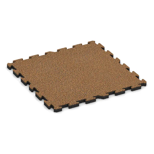 Speelplaats vloeren von WARCO im Farbdesign Terra Cotta mit den Abmessungen 1000 x 1000 x 40 mm. Produktfoto von Artikel 3382 in der Aufsicht von schräg vorne.
