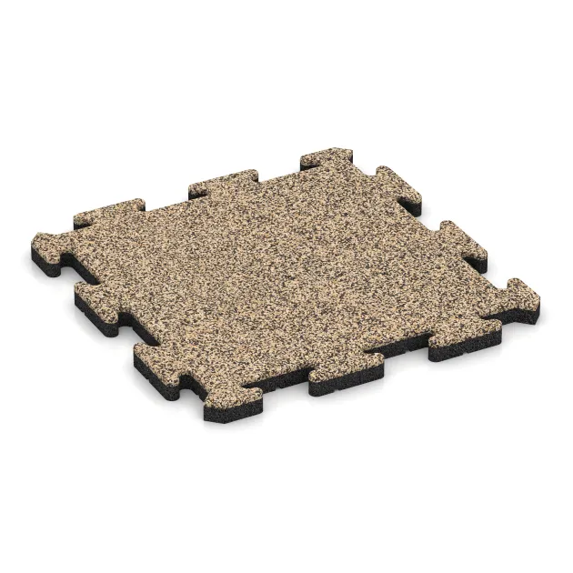Buiten vlondertegel von WARCO im Farbdesign Travertin mit den Abmessungen 500 x 500 x 30 mm. Produktfoto von Artikel 2614 in der Aufsicht von schräg vorne.