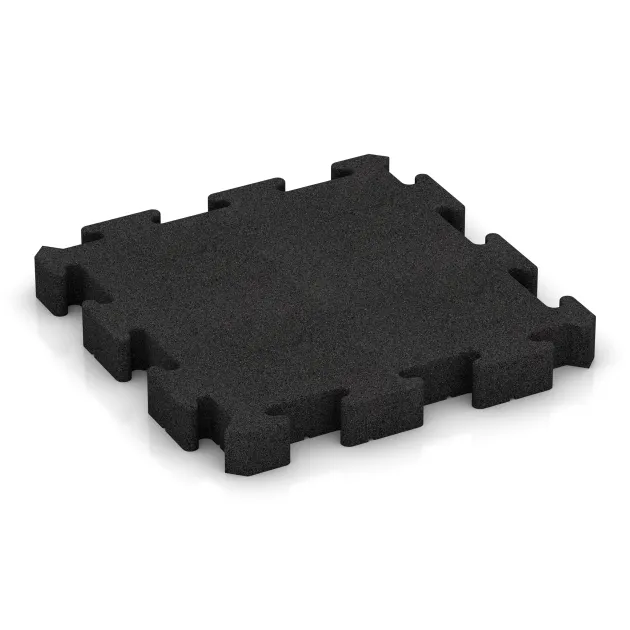 Rubberen straattegels von WARCO im Farbdesign Anthraciet mit den Abmessungen 500 x 500 x 60 mm. Produktfoto von Artikel 3186 in der Aufsicht von schräg vorne.