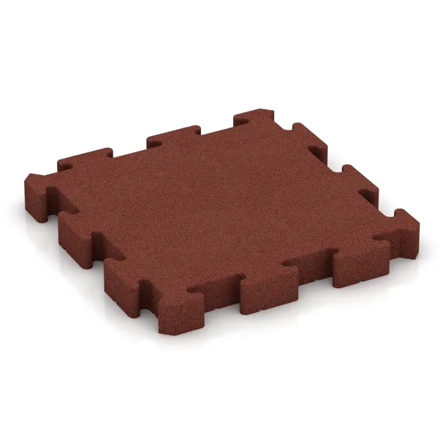 Rubberen straattegels von WARCO im Farbdesign Baksteenrood mit den Abmessungen 500 x 500 x 60 mm. Produktfoto von Artikel 3187 in der Aufsicht von schräg vorne.