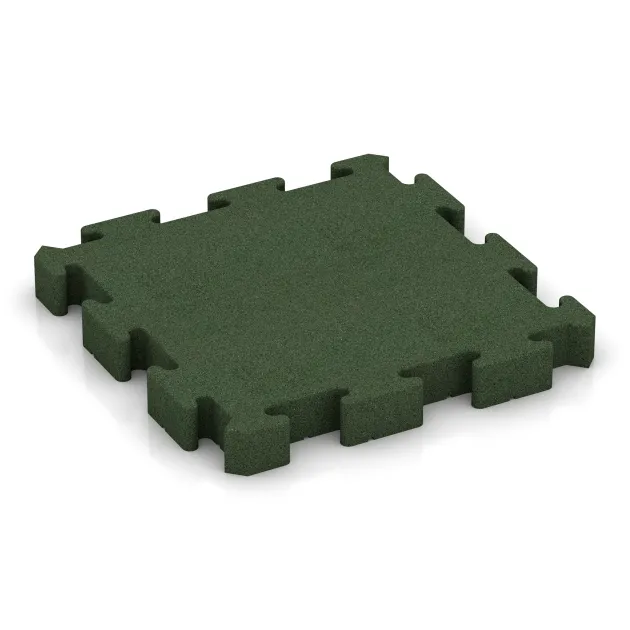 Rubberen straattegels von WARCO im Farbdesign Grasgroen mit den Abmessungen 500 x 500 x 60 mm. Produktfoto von Artikel 3188 in der Aufsicht von schräg vorne.
