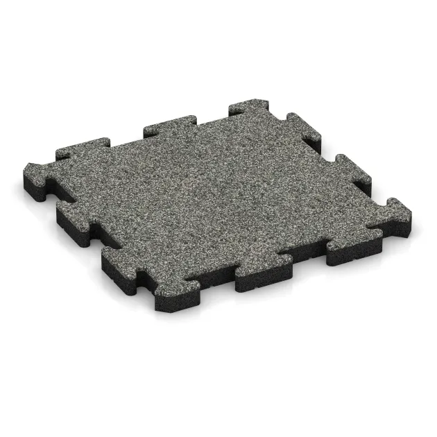 Rubberen straattegels von WARCO im Farbdesign Grijs Graniet mit den Abmessungen 500 x 500 x 50 mm. Produktfoto von Artikel 3057 in der Aufsicht von schräg vorne.