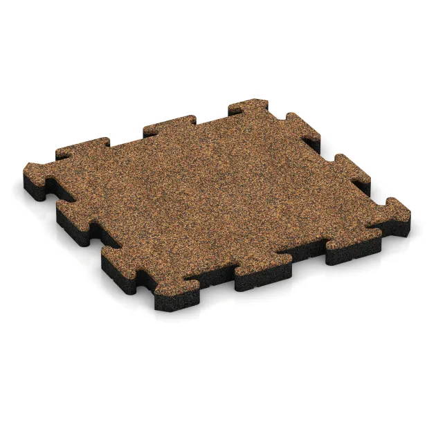 Rubberen straattegels von WARCO im Farbdesign Terra Cotta mit den Abmessungen 500 x 500 x 50 mm. Produktfoto von Artikel 3060 in der Aufsicht von schräg vorne.