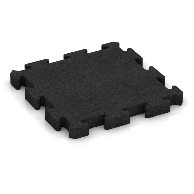 Rubberen straattegels von WARCO im Farbdesign Anthraciet mit den Abmessungen 500 x 500 x 50 mm. Produktfoto von Artikel 3144 in der Aufsicht von schräg vorne.