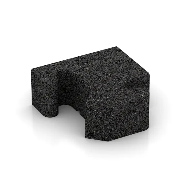 Materiaalmonsters von WARCO im Farbdesign Anthraciet mit den Abmessungen ca. 100 x 100 x 50 mm. Produktfoto von Artikel 2610 in der Aufsicht von schräg vorne.
