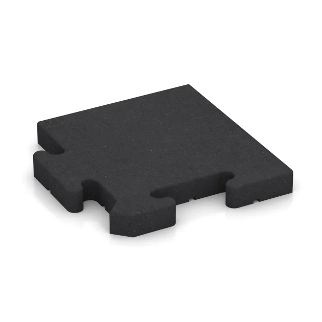 Hoektegel HD Fine von WARCO im Farbdesign Anthraciet mit den Abmessungen 235 x 235 x 30 mm. Produktfoto von Artikel 4910 in der Aufsicht von schräg vorne.