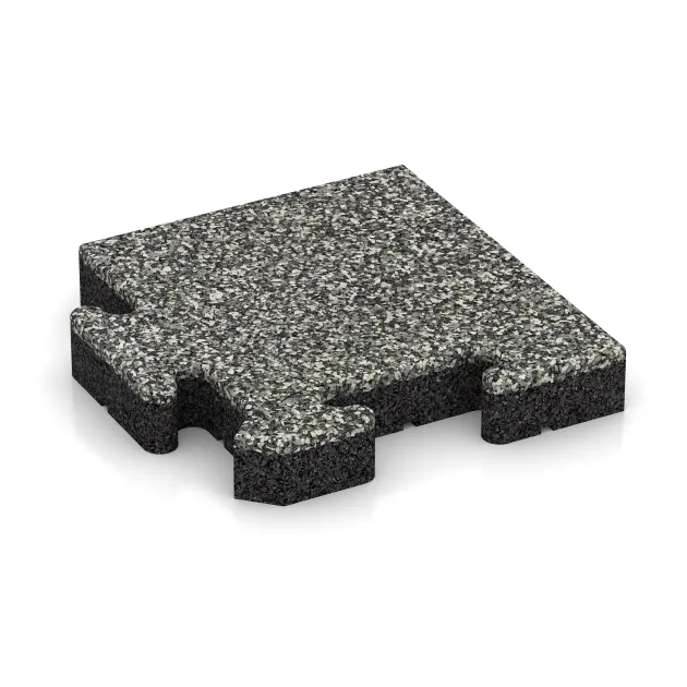 Hoektegel von WARCO im Farbdesign Grijs Graniet mit den Abmessungen 235 x 235 x 40 mm. Produktfoto von Artikel 4956 in der Aufsicht von schräg vorne.