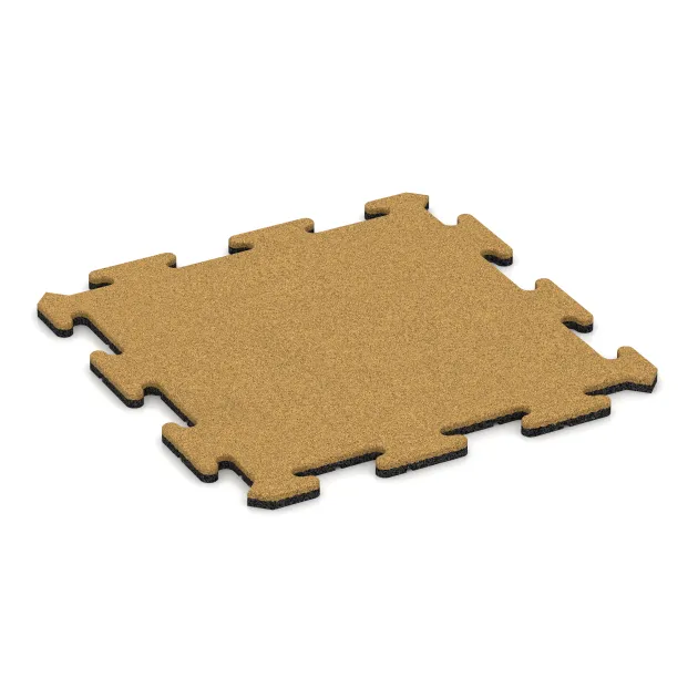 Fitnessvloer Mat 18 mm von WARCO im Farbdesign Citroengeel mit den Abmessungen 500 x 500 x 18 mm. Produktfoto von Artikel 6204 in der Aufsicht von schräg vorne.