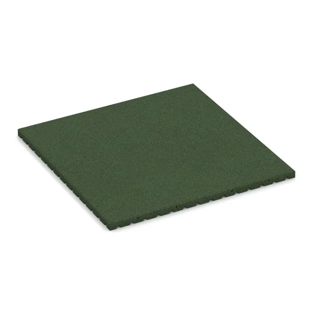 Rubber speelplaats tegels 4 cm - EN 1177 ≤ 110 cm von WARCO im Farbdesign Grasgroen mit den Abmessungen 1000 x 1000 x 40 mm. Produktfoto von Artikel 5664 in der Aufsicht von schräg vorne.