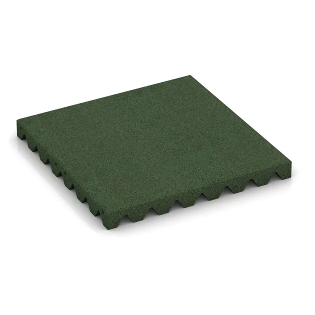 Rubber speelplaatstegel 5 cm - EN 1177 ≤ 145 cm von WARCO im Farbdesign Grasgroen mit den Abmessungen 500 x 500 x 50 mm. Produktfoto von Artikel 5556 in der Aufsicht von schräg vorne.