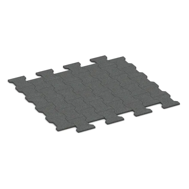 Rubberen bestratingsmat von WARCO im Farbdesign Leigrijs mit den Abmessungen 1120 x 1000 x 17 mm. Produktfoto von Artikel 5194 in der Aufsicht von schräg vorne.