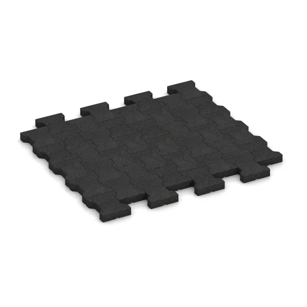 Rubberen bestratingsmat von WARCO im Farbdesign Anthraciet mit den Abmessungen 1120 x 1000 x 43 mm. Produktfoto von Artikel 3545 in der Aufsicht von schräg vorne.