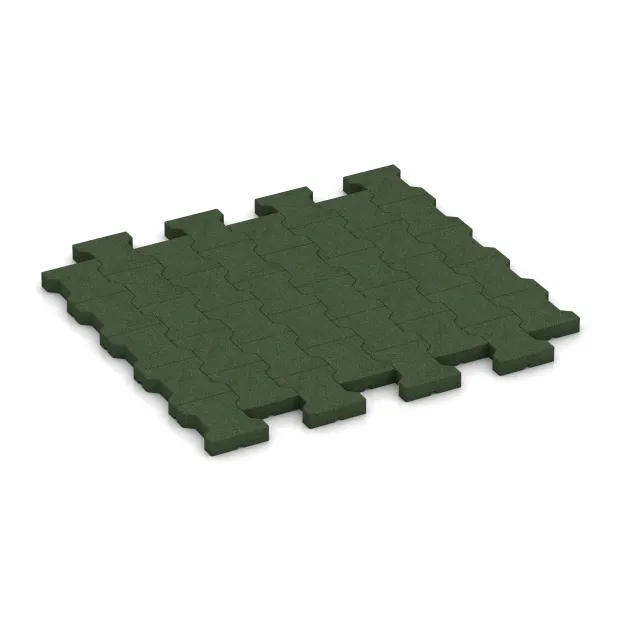 Rubberen bestratingsmat von WARCO im Farbdesign Grasgroen mit den Abmessungen 1120 x 1000 x 43 mm. Produktfoto von Artikel 3547 in der Aufsicht von schräg vorne.