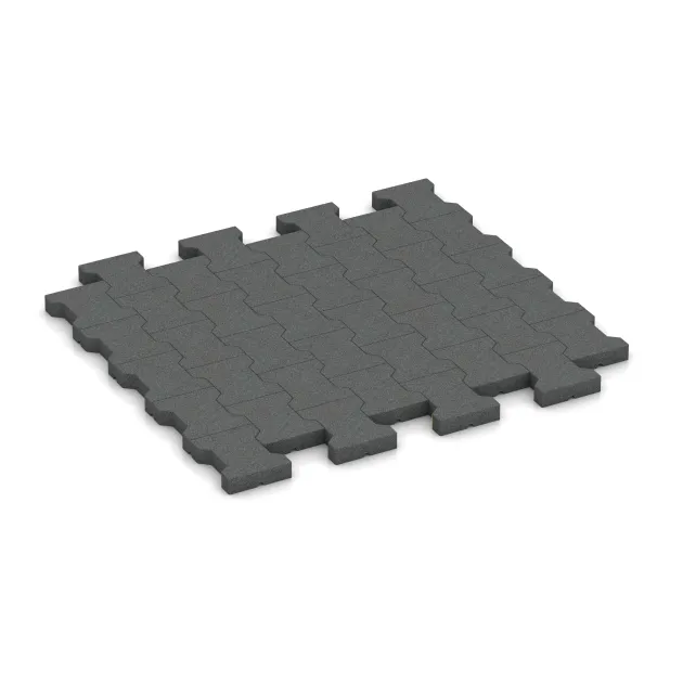Rubberen bestratingsmat von WARCO im Farbdesign Leigrijs mit den Abmessungen 1120 x 1000 x 43 mm. Produktfoto von Artikel 3548 in der Aufsicht von schräg vorne.