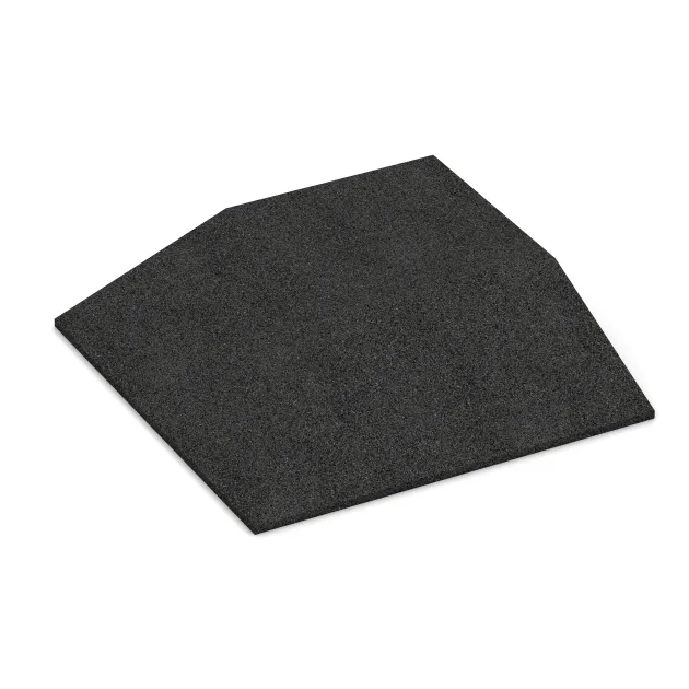 Hoekpaneel (twee zijden afgeschuind) von WARCO im Farbdesign Zwart mit den Abmessungen 500 x 500 x 100 mm. Produktfoto von Artikel 3838 in der Aufsicht von schräg vorne.