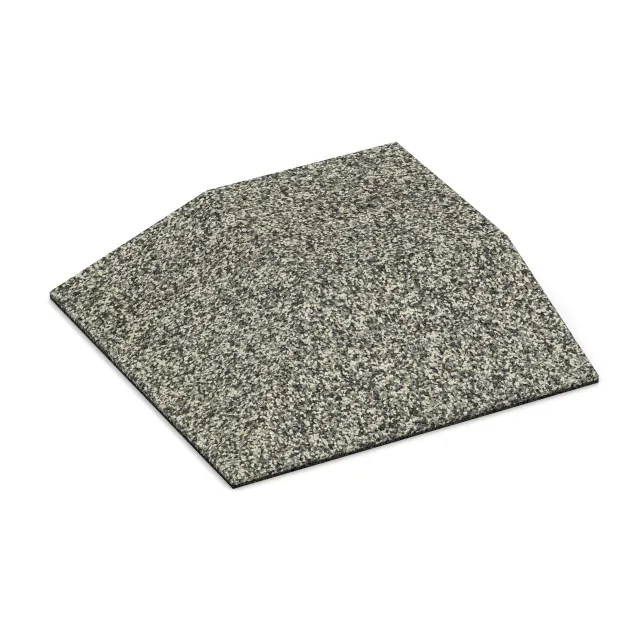 Hoekpaneel (twee zijden afgeschuind) von WARCO im Farbdesign Lichtgrijs Graniet mit den Abmessungen 500 x 500 x 100 mm. Produktfoto von Artikel 3830 in der Aufsicht von schräg vorne.