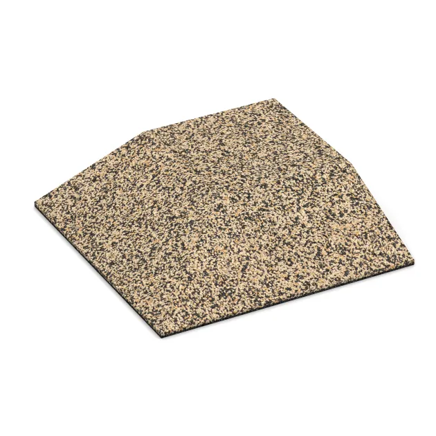 Hoekpaneel (twee zijden afgeschuind) von WARCO im Farbdesign Travertin mit den Abmessungen 500 x 500 x 100 mm. Produktfoto von Artikel 3822 in der Aufsicht von schräg vorne.