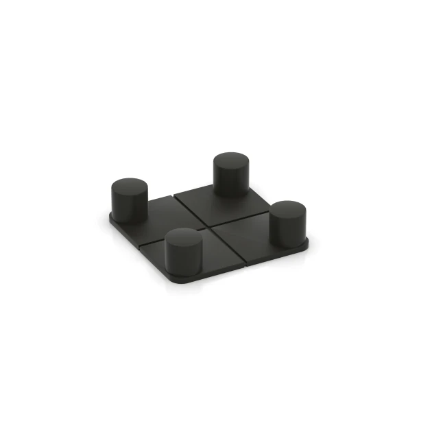 Tegelklem von WARCO im Farbdesign Matzwart mit den Abmessungen 50 x 50 mm – 8 mm. Produktfoto von Artikel 6121 in der Aufsicht von schräg vorne.