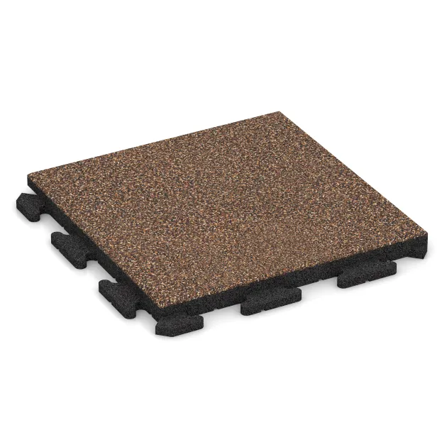 Rubberen straattegels Classic von WARCO im Farbdesign Schors & Bast mit den Abmessungen 500 x 500 x 40 mm. Produktfoto von Artikel 1302 in der Aufsicht von schräg vorne.