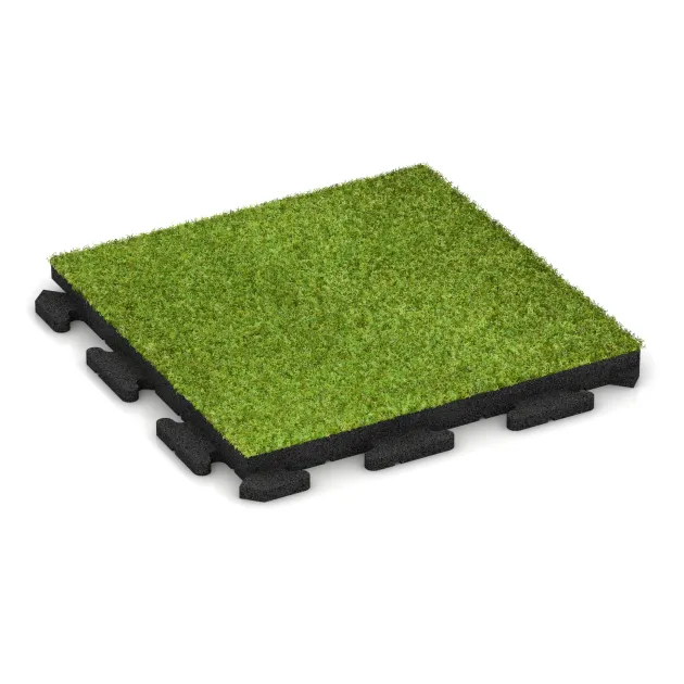 Hondenvloertegel von WARCO im Farbdesign Groen Kunstgras mit den Abmessungen 500 x 500 x 40 mm. Produktfoto von Artikel 4088 in der Aufsicht von schräg vorne.