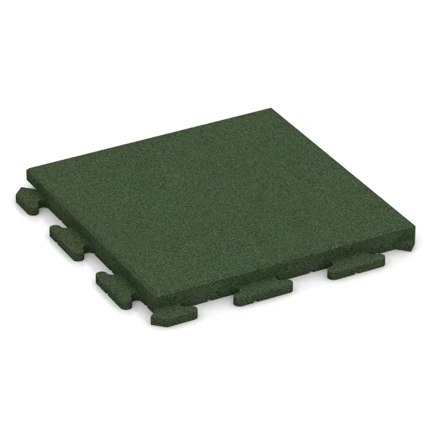 Rubberen straattegels Classic von WARCO im Farbdesign Grasgroen mit den Abmessungen 500 x 500 x 40 mm. Produktfoto von Artikel 1388 in der Aufsicht von schräg vorne.