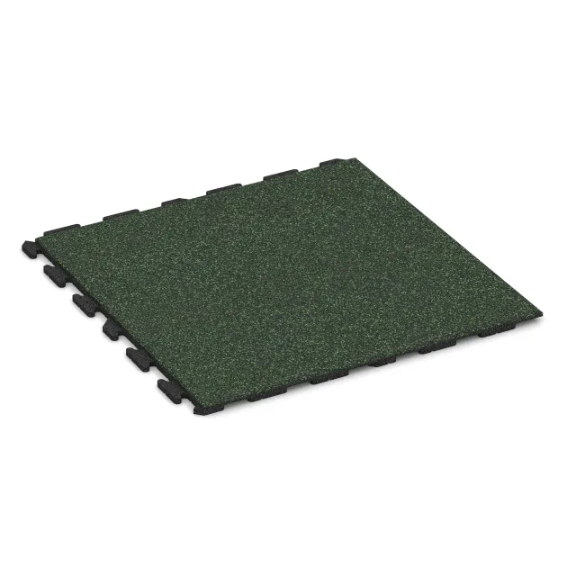 Fitnessvloer Rubber Tegels Classic von WARCO im Farbdesign Engels Gras mit den Abmessungen 1000 x 1000 x 30 mm. Produktfoto von Artikel 1601 in der Aufsicht von schräg vorne.