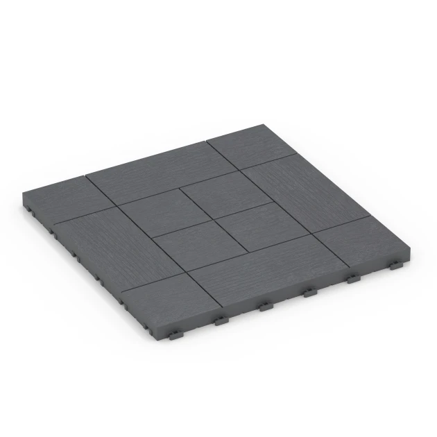 Paneelpatroon – Vlondertegel von WARCO im Farbdesign Zilvergrijs mit den Abmessungen 38,5 x 38,5 x 2 cm. Produktfoto von Artikel 6237 in der Aufsicht von schräg vorne.