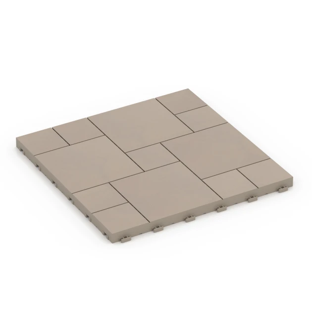 Blokpatroon – Vlondertegel von WARCO im Farbdesign Vanille mit den Abmessungen 38,5 x 38,5 x 2 cm. Produktfoto von Artikel 6331 in der Aufsicht von schräg vorne.