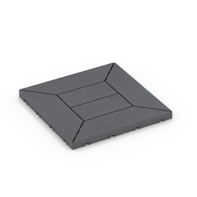 Cassettepatroon – Vlondertegel von WARCO im Farbdesign Zilvergrijs mit den Abmessungen 30 x 30 x 2 cm. Produktfoto von Artikel 6348 in der Aufsicht von schräg vorne.
