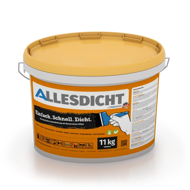 ALLESDICHT – Waterdichting von WARCO im Farbdesign Zwart mit den Abmessungen 11 kg | 3,3 m². Produktfoto von Artikel 0028 in der Aufsicht von schräg vorne.