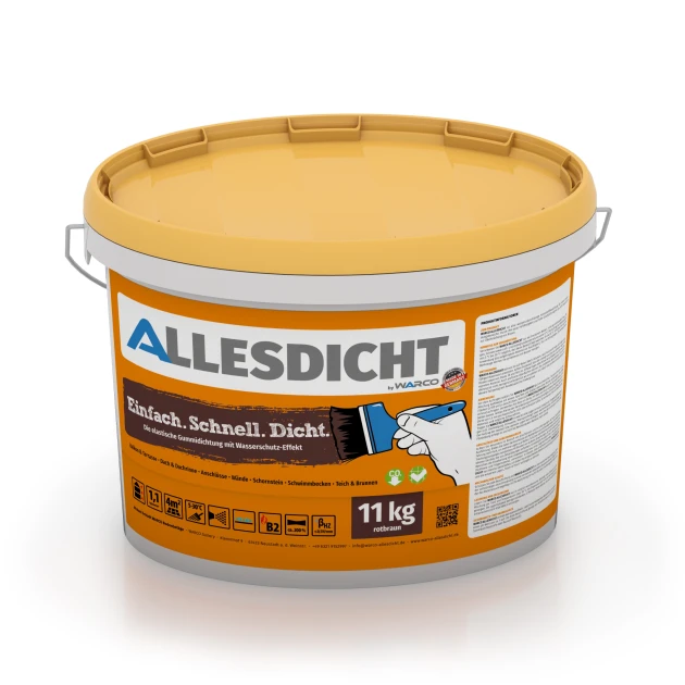 ALLESDICHT – Waterdichting von WARCO im Farbdesign roodbruin mit den Abmessungen 11 kg | 3,3 m². Produktfoto von Artikel 0029 in der Aufsicht von schräg vorne.