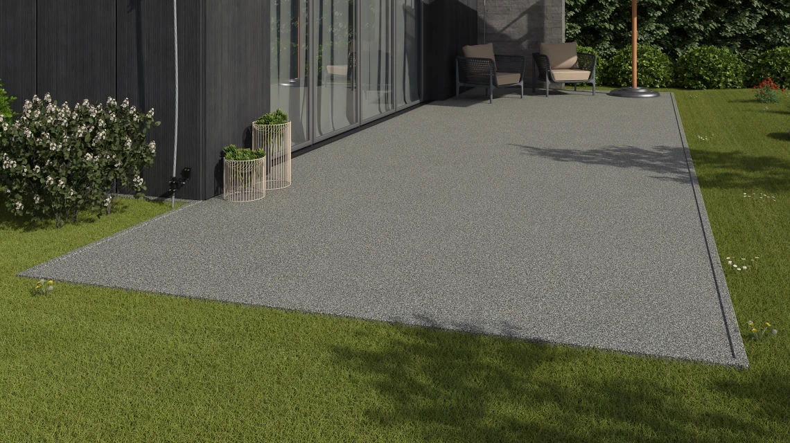 Beispielhafte Verlegung für den Artikel 3728 von WARCO - Balkon-kliktegel, Farbton Grijs graniet in der Abmessung 30,6 x 30,6 x 2 cm | 0,094 m².