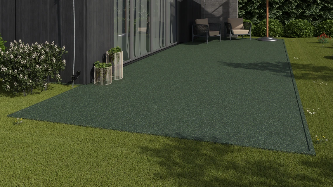 Beispielhafte Verlegung für den Artikel 3730 von WARCO - Balkon-kliktegel, Farbton Engels gazon in der Abmessung 306 x 306 x 20 mm.