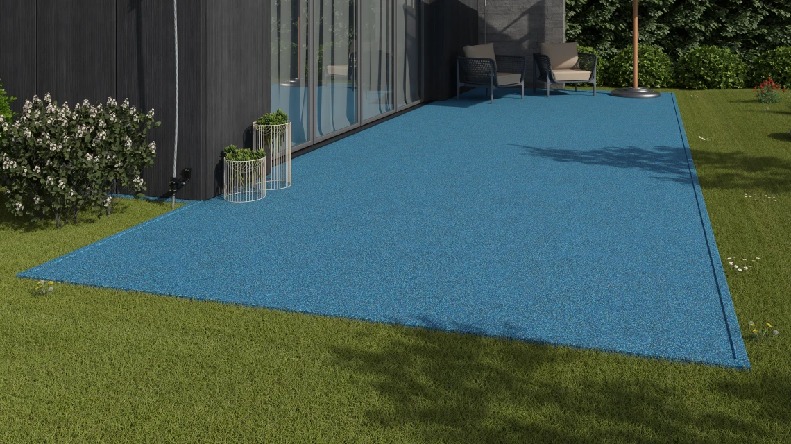 Beispielhafte Verlegung für den Artikel 3737 von WARCO - Balkon-kliktegel, Farbton Atlantisch in der Abmessung 30,6 x 30,6 x 2 cm | 0,094 m².