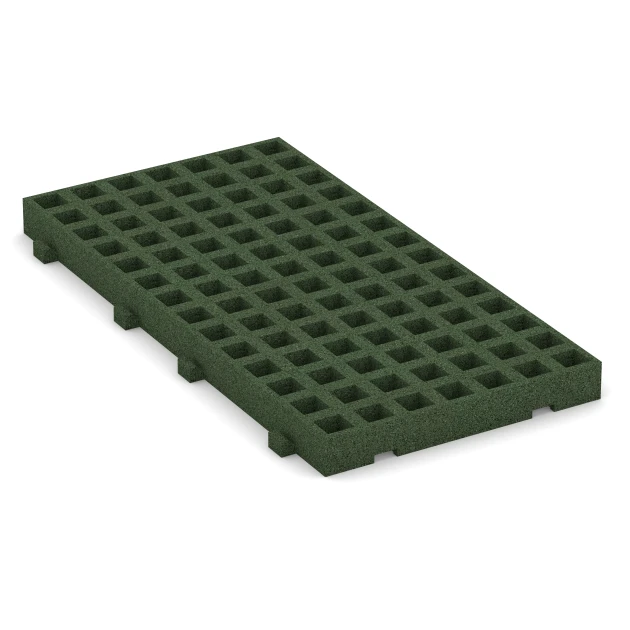 Valtegel grasrooster speelplaats von WARCO im Farbdesign Grasgroen mit den Abmessungen 100 × 50 × 6,5 cm. Produktfoto von Artikel 6118 in der Aufsicht von schräg vorne.