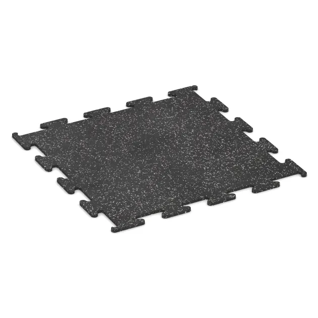 Fitness Performance Elite Trainingsvloer von WARCO im Farbdesign Licht Grijs Gespeckeld mit den Abmessungen 1000 x 1000 x 15 mm. Produktfoto von Artikel 3777 in der Aufsicht von schräg vorne.