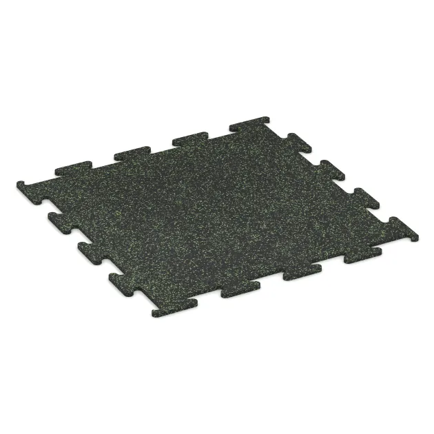 Fitness Performance Elite Trainingsvloer von WARCO im Farbdesign Licht Groen Gespikkeld mit den Abmessungen 1000 x 1000 x 15 mm. Produktfoto von Artikel 3759 in der Aufsicht von schräg vorne.