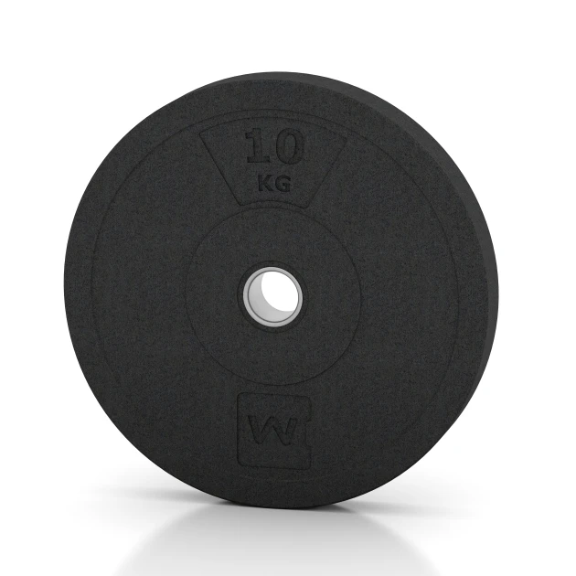 Bumper Plate von WARCO im Farbdesign Antraciet mit den Abmessungen 10 kg | ø 45,4 x 5,85 cm. Produktfoto von Artikel 6085 in der Aufsicht von schräg vorne.