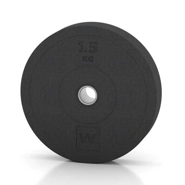 Bumper plate von WARCO im Farbdesign Antraciet mit den Abmessungen 15 kg | ø 45,4 x 8,61 cm. Produktfoto von Artikel 6086 in der Aufsicht von schräg vorne.