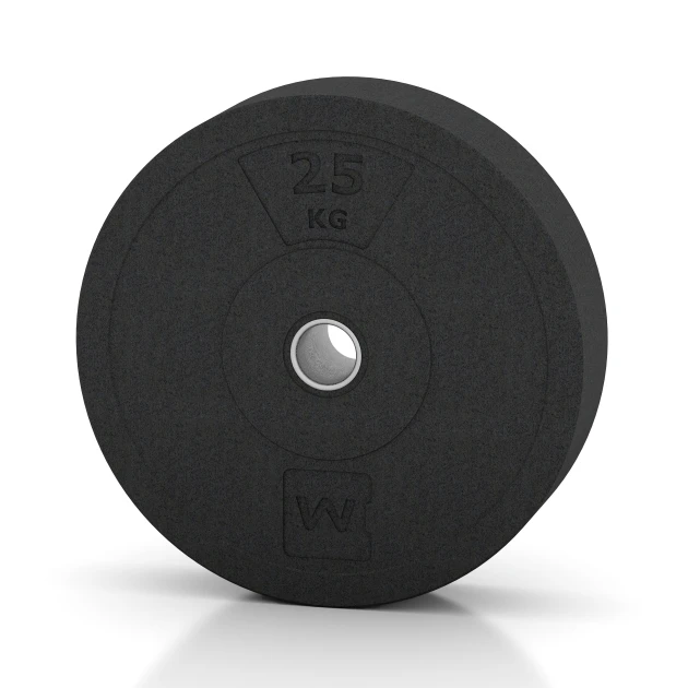 Bumper Plate Slim von WARCO im Farbdesign Antraciet mit den Abmessungen 25 kg | ø 45,4 x 11,38 cm. Produktfoto von Artikel 6090 in der Aufsicht von schräg vorne.