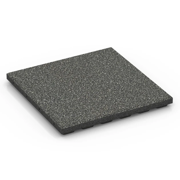 Valdempende EPDM-tegel – 120 cm von WARCO im Farbdesign Donkergrijs graniet mit den Abmessungen 50 x 50 x 4 cm | 0,25 m². Produktfoto von Artikel 6422 in der Aufsicht von schräg vorne.