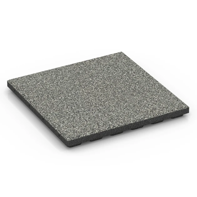 Valdempende EPDM-tegel – 120 cm von WARCO im Farbdesign Grijs graniet mit den Abmessungen 50 x 50 x 4 cm | 0,25 m². Produktfoto von Artikel 6423 in der Aufsicht von schräg vorne.