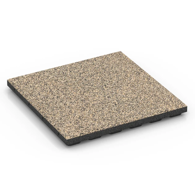 Valdempende EPDM-tegel – 120 cm von WARCO im Farbdesign Travertijn mit den Abmessungen 50 x 50 x 4 cm | 0,25 m². Produktfoto von Artikel 6428 in der Aufsicht von schräg vorne.