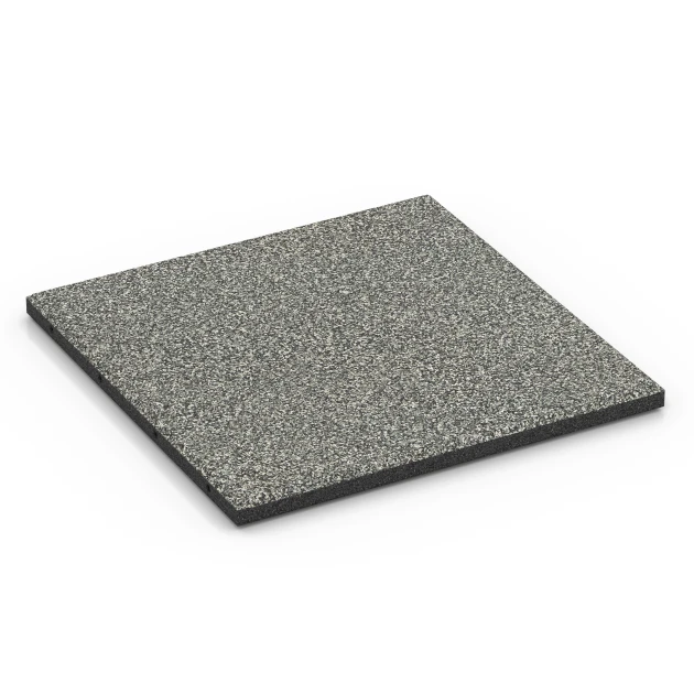 Rubberen speelplaatstegel – 90 cm von WARCO im Farbdesign Grijs graniet mit den Abmessungen 50 x 50 x 3 cm | 0,25 m². Produktfoto von Artikel 6414 in der Aufsicht von schräg vorne.