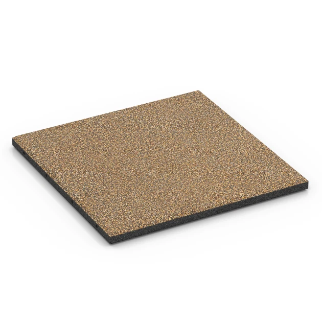 Rubberen speelplaatstegel – 90 cm von WARCO im Farbdesign Rattan mit den Abmessungen 50 x 50 x 3 cm | 0,25 m². Produktfoto von Artikel 6421 in der Aufsicht von schräg vorne.