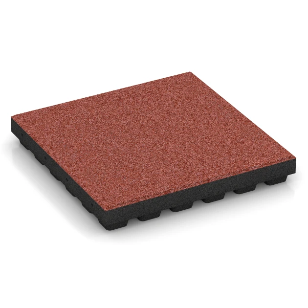 Rubberen speelplaatstegel – 205 cm von WARCO im Farbdesign Tomatenrood mit den Abmessungen 50 x 50 x 7 cm. Produktfoto von Artikel 6140 in der Aufsicht von schräg vorne.