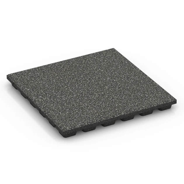 Valdempende EPDM-tegel – 160 cm von WARCO im Farbdesign Donkergrijs graniet mit den Abmessungen 50 x 50 x 4,8 cm | 0,25 m². Produktfoto von Artikel 6431 in der Aufsicht von schräg vorne.